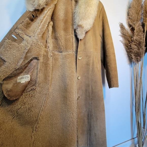 VINTAGE suede trench coat with real fox fur collar Canadian made - Picture 10 of 15